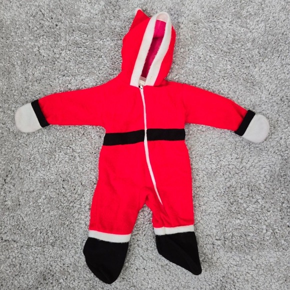 Vintage Infant Santa Sleeper Newborn Canadian Made Hooded Pajamas Holiday‎ Cozy - Picture 1 of 11